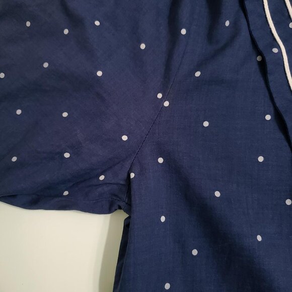 Laura Ashley Vintage 80's Midi Sailor Dress 10 Navy Polka Dot Short Sleeve - Picture 12 of 13
